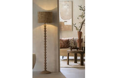 Vloerlamp Ø30x135 cm CECILY hout mat grijs-bruin